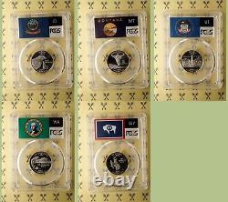 2007-S State Quarter SILVER Set PR 69 Deep Cameo PCGS Flag labels WITH FREE GOLD