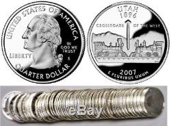 2007-S Utah 90% Silver Proof Statehood Quarters 40 Coin Roll