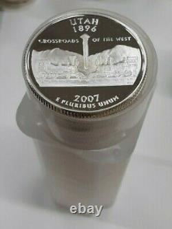 2007-S Utah State Washington 90% Silver PF Quarter Roll 40 Coins in Tube
