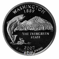 2007 S Washington State Quarter 90% Silver Proof Roll 40 US Coins