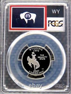 2007-S Wyoming SILVER State Flag Label Quarter Proof PCGS PR70DCAM Deep Cameo 25