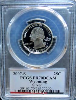 2007-S Wyoming SILVER State Flag Label Quarter Proof PCGS PR70DCAM Deep Cameo 25