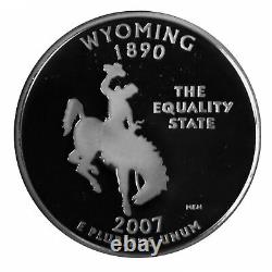 2007 S Wyoming State Quarter 90% Silver Proof Roll 40 US Coins