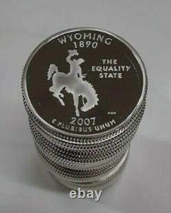 2007-S Wyoming Statehood 90% Silver PF Quarter Part Roll 27 Coins in Tube