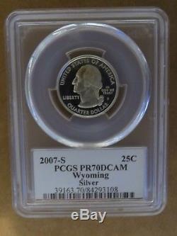 2007 Toned Coin Wyoming SILVER State Flag Label Quarter Proof PCGS PR70DCAM 25c