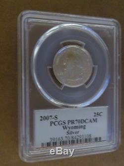 2007 Toned Coin Wyoming SILVER State Flag Label Quarter Proof PCGS PR70DCAM 25c
