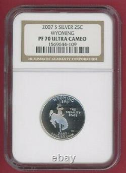 2007 WYOMING State Quarter 25c Silver NGC PF 70 Ultra Cameo -109