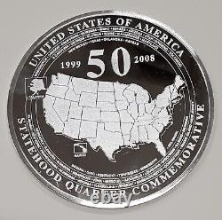 2008 4 Troy OZ. 999 Fine Silver Round-Statehood Quarters WithCapsule