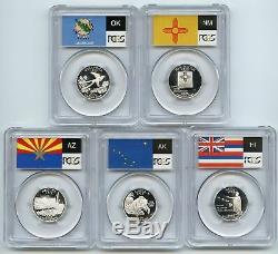 2008 SILVER State Flag 5-Coin (HI AK NM AZ OK) Proof Set PCGS PR70 DCAM Quarters