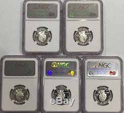 2008 S 5 Coin State Quarter Set NGC PF70 Ultra Cameo Silver Portrait Label