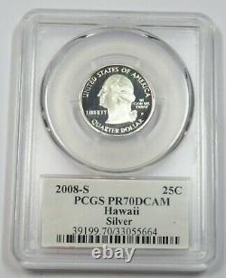 2008-S PCGS PR70 PROOF DCAM Silver Hawaii Quarter 25c US Coin #33141A