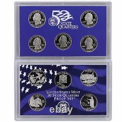 2008 S Proof State Quarter Set 10 Pack Original Boxes & COAs 50 CN-Clad Coins