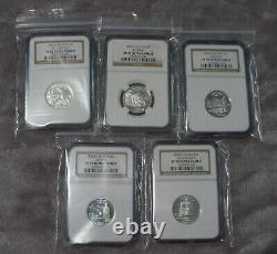 2008-S SILVER State Quarter 5 coin set NGC PF70 Proof 70 Ultra Cameo 25c