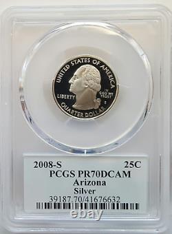 2008-S Silver Proof State Quarter Set (5 Coins) PCGS PR70 DCAM-State Flag