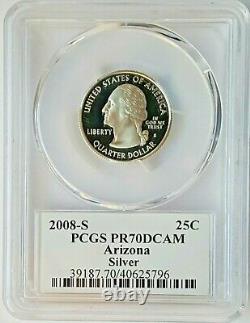 2008-S Silver Proof State Quarter Set PCGS PR70 DCAM-State Flag Label