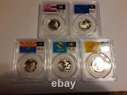 2008 S Silver Set Of 5 State Quarter Proofs Pcgs Pr69dcam