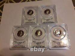 2008 S Silver Set Of 5 State Quarter Proofs Pcgs Pr69dcam