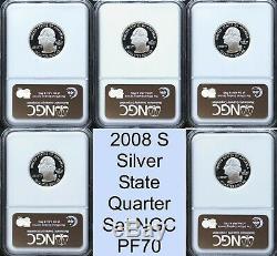 2008 S Silver State Quarter Set NGC PF70 UCAM Proof 5 Coin Set