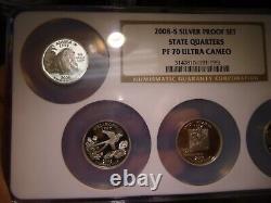 2008-S Silver proof set, state quarters 25C NGC PF 70 Ultra Cameo