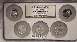 2008-S Silver proof set, state quarters 25C PF 70 Ultra Cameo NGC