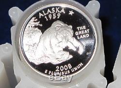 2008-S Statehood Silver Quarter Gem DCAM Proof Roll Set of 5 Rolls