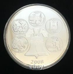 2008 State Quarters Commemorative 4 ozt. 999 Fine Silver Coin. Highland Mint
