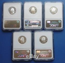2008-s Silver State Quarter 5-coin Set. Proof. Ngc. Pf 70. Ultra Cameo