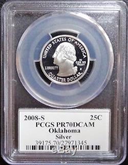 2008-s Silver Washington State Series Quarter Set Flag Labels Pcgs Pr70dcam