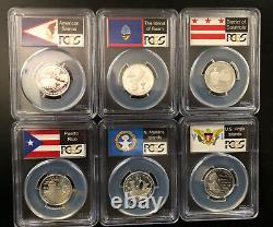 2009-SILVER Territory Quarter Proof Set PCGS Pr69DCAM Flag Labels All 6 Coins