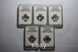 2009 S SILVER U. S. Territories State Quarters, PF 70 UC by NGC, set of 5 slabs