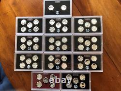 2010-2021 S Proof Silver State ATB Parks Quarter Set-57 Coins-No Box/COA-12 Sets