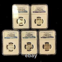 2011 5 Coin Year Set Silver Washington Quarter Statehood NGC PF70 Early Release