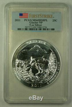 2011 Glacier Montana State 25c Quarter 5 Oz Silver Coin PCGS MS-69 DMPL