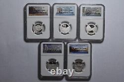 2011 S Silver National Parks Quarter 25c 5 Coin Proof Set NGC PF 70 ULTRA