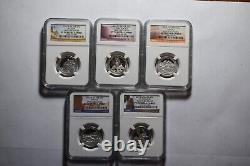 2012 S SILVER U. S. Territories State Quarters, PF 70 UC by NGC, set of 5 slabs