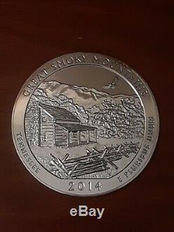 2014 Great Smoky Mountains 5 Ounce Silver State Coin