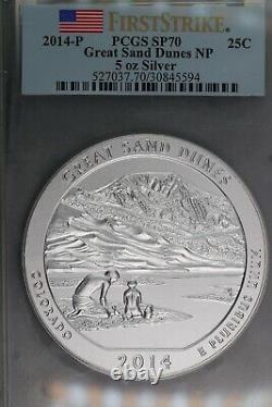 2014-P FirstStrike 5oz Silver Coin Great Sand Dunes NP PCGS SP70