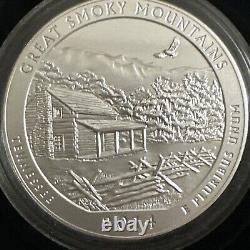 2014 P Great Smoky Mountains 5 Ounce Silver ATB Burnished Quarter OGP