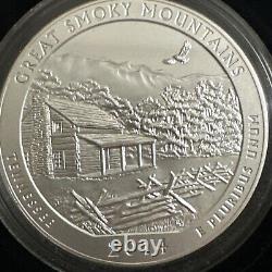2014 P Great Smoky Mountains 5 Ounce Silver ATB Burnished Quarter OGP