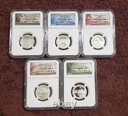 2014 S Silver 25c Ngc Pf 70 Ultra Cameo Early Releases 5 Coin Set