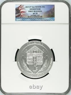 2015-P Homestead NP 5 Oz. Silver 25c Quarter NGC SP 70 FIRST RELEASES