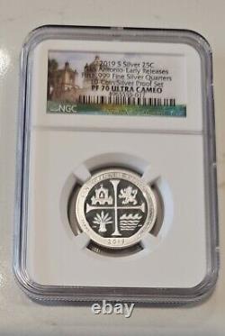 2019 S FIRST 99.9% SILVER QUARTERS 5 Coin NGC PF 69 ULTRA CAMEO SET