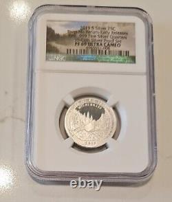 2019 S FIRST 99.9% SILVER QUARTERS 5 Coin NGC PF 69 ULTRA CAMEO SET