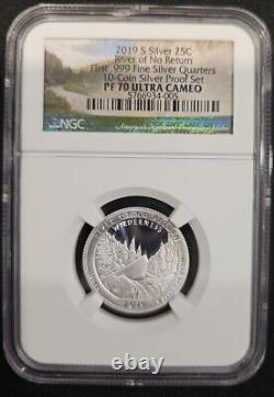 2019 S FIRST 99.9% SILVER QUARTERS 5 Coin Set NGC PF 70 ULTRA CAMEO