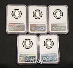 2019 S PF 69 FIRST 99.9% SILVER QUARTERS 5 Coin NGC ULTRA CAMEO SET with COA