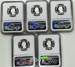 2019 S Proof Silver Quarter National Parks 5 Coin Set NGC PF70 Ultra Cameo