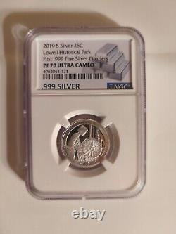 2019 Silver Quarters PF70 Ultra Cameo. 999 Silver Set Of 4 NGC San Francisco S