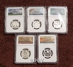 2020 S SILVER NGC PF 70 America the Beautiful Quarters F. D. I. 5 COINS LOW POP