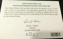 2020 UNITED STATES MINT AMERICA THE BEAUTIFUL QUARTERS SILVER PROOF SET with BOX