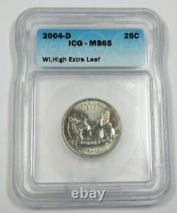 204-D IGC MS65 Wisconsin WI State Quarter HIGH EXTRA LEAF 25c Coin US #32711A